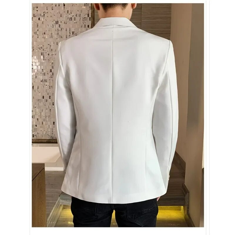 Pánske ležérne sako, kórejské módne oblečenie, patchworkový oblek, sako, mužské letné tenké, pekné oblečenie, slim fit kabát, červená, biela, modrá