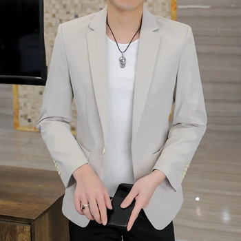 Висококачествен блейзър Мъжко корейско издание Модерен елегантен моден бизнес ежедневен премиум семпъл джентълменски костюм Вталено сако