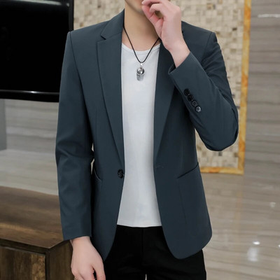 Blazer de înaltă calitate, ediție coreeană pentru bărbați, la modă, elegantă, la modă, ocazional de afaceri, premium, simplu, costum de domn, jachetă montată