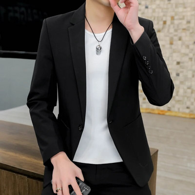 Blazer de înaltă calitate, ediție coreeană pentru bărbați, la modă, elegantă, la modă, ocazional de afaceri, premium, simplu, costum de domn, jachetă montată
