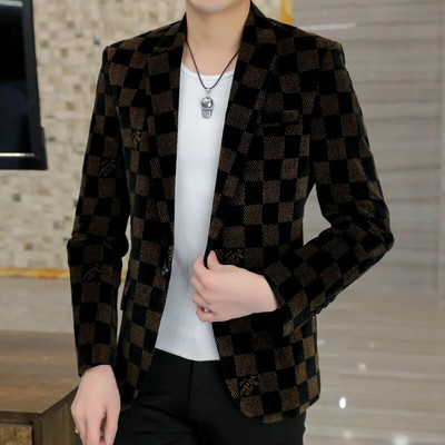 Blazer de înaltă calitate, ediție coreeană pentru bărbați, la modă, elegantă, la modă, ocazional de afaceri, premium, simplu, costum de domn, jachetă montată