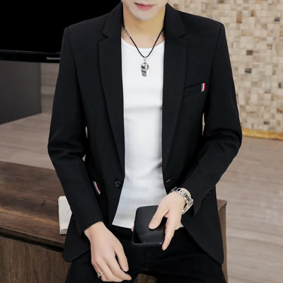 Blazer de înaltă calitate, ediție coreeană pentru bărbați, la modă, elegantă, la modă, ocazional de afaceri, premium, simplu, costum de domn, jachetă montată