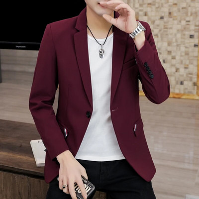Blazer de înaltă calitate, ediție coreeană pentru bărbați, la modă, elegantă, la modă, ocazional de afaceri, premium, simplu, costum de domn, jachetă montată