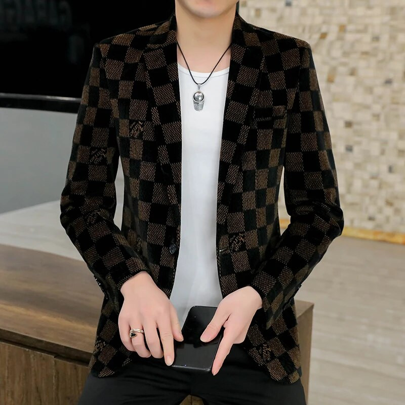 Blazer de înaltă calitate, ediție coreeană pentru bărbați, la modă, elegantă, la modă, ocazional de afaceri, premium, simplu, costum de domn, jachetă montată