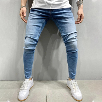 2023 Нови мъжки разтегливи тесни дънки Едноцветни прилепнали ежедневни панталони Модни мъжки дизайнерски дрехи Streetwear Дънкови панталони