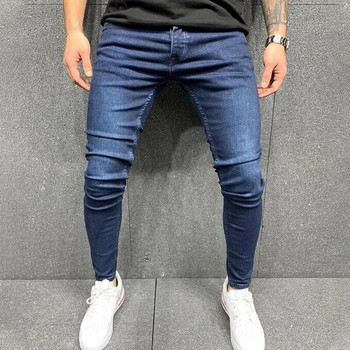 2023 Нови мъжки разтегливи тесни дънки Едноцветни прилепнали ежедневни панталони Модни мъжки дизайнерски дрехи Streetwear Дънкови панталони