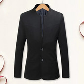 Costum ocazional pentru bărbați, jachetă, guler, mânecă lungă, cu doi nasturi, buzunare, blazer slim fit, culoare solidă, costum de afaceri, haină, haine de lucru