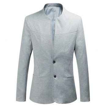 Ανδρικό κοστούμι σακάκι με βάση γιακά με μακρυμάνικο τσέπες με δύο κουμπιά Slim fit Blazer μονόχρωμο επαγγελματικό κοστούμι παλτό
