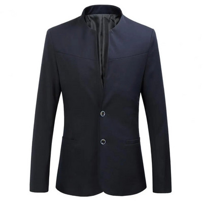 Costum ocazional pentru bărbați, jachetă, guler, mânecă lungă, cu doi nasturi, buzunare, blazer slim fit, culoare solidă, costum de afaceri, haină, haine de lucru