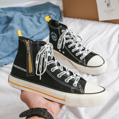 Pánske ležérne topánky na platforme, vysoké tenisky, vulkanizované topánky pre mužov 2024, plátené topánky, pánske topánky