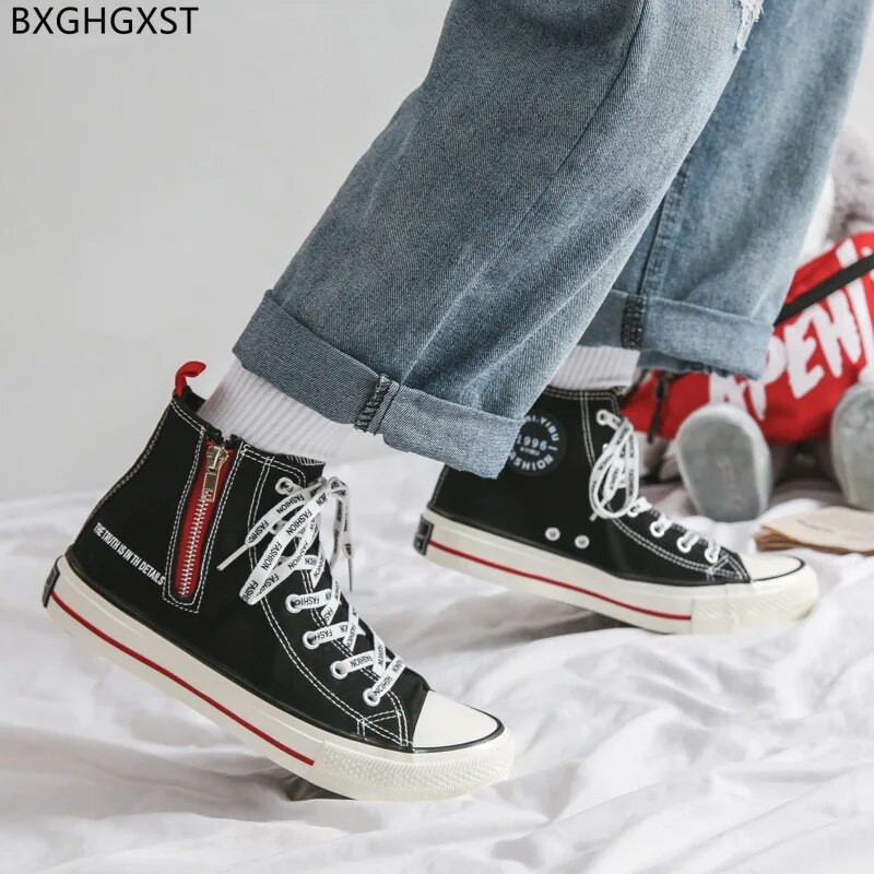 Pánske ležérne topánky na platforme, vysoké tenisky, vulkanizované topánky pre mužov 2024, plátené topánky, pánske topánky