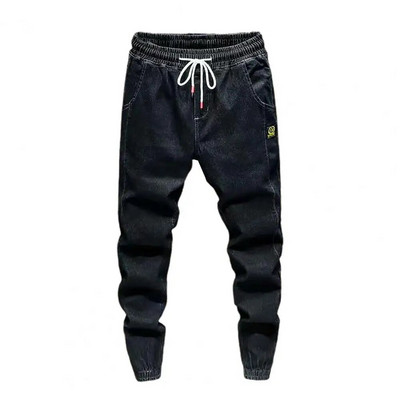 Bărbați la modă Blugi cu talie elastică Pantaloni harem cu talie înaltă