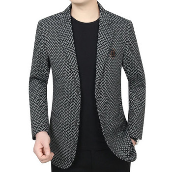 2023 Модно красиво костюмно палто, висококачествен съвпадащ мъжки бутиков висок клас за свободното време, тънък джентълменски костюм от туид, горен мъжки блейзър