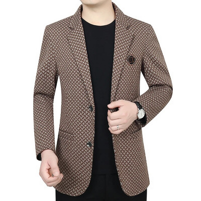 Módny elegantný oblekový kabát z roku 2023, vysoko kvalitný pánsky luxusný butikový štíhly tvídový oblek, pánske sako