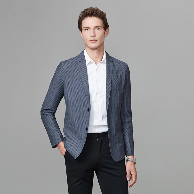2024, primăvară toamnă, noua modă pentru bărbați, slim fit, cu dungi albastre, sacouri pentru bărbați, britanici, inteligente, casual, de afaceri, pentru mire, jachete pentru costum de nuntă