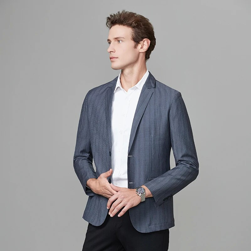 2024, primăvară toamnă, noua modă pentru bărbați, slim fit, cu dungi albastre, sacouri pentru bărbați, britanici, inteligente, casual, de afaceri, pentru mire, jachete pentru costum de nuntă