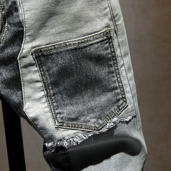 Νέο ανοιξιάτικο φθινόπωρο Κορεάτικο στυλ Cargo Kpop Designer Streetwear 90s Slim Cowboy Grey Stretch Work Wear Splice Long Pants Man