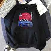 Hanorace japoneze Streetwear Anime pentru bărbați pentru JDM Car Skyline GT-R R34 Initial D Hanorac Casual Topuri cu mânecă lungă Hanorac supradimensionat