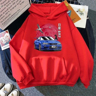 Hanorace japoneze Streetwear Anime pentru bărbați pentru JDM Car Skyline GT-R R34 Initial D Hanorac Casual Topuri cu mânecă lungă Hanorac supradimensionat
