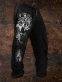 Pantaloni de sport ocazional, de epocă, imprimați 3D, pentru bărbați, cu șnur, talie elastică, pentru îmbrăcăminte sportivă confortabilă, respirabilă