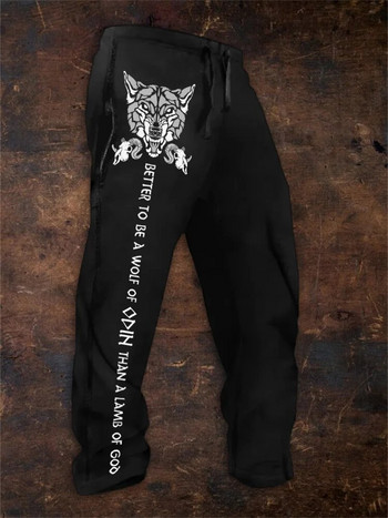 Мъжки ретро 3D печатни модни ежедневни спортни панталони DrawString Еластична талия за удобно дишащо спортно улично облекло
