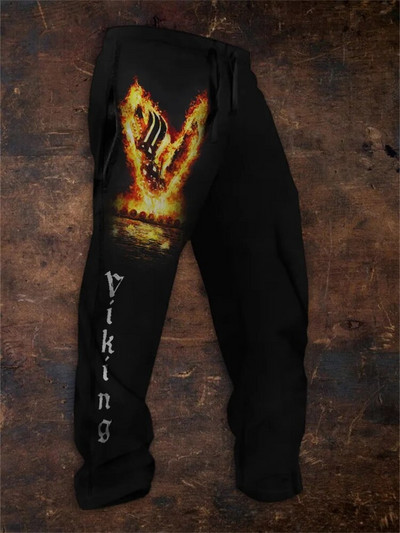 Pantaloni de sport ocazional, de epocă, imprimați 3D, pentru bărbați, cu șnur, talie elastică, pentru îmbrăcăminte sportivă confortabilă, respirabilă