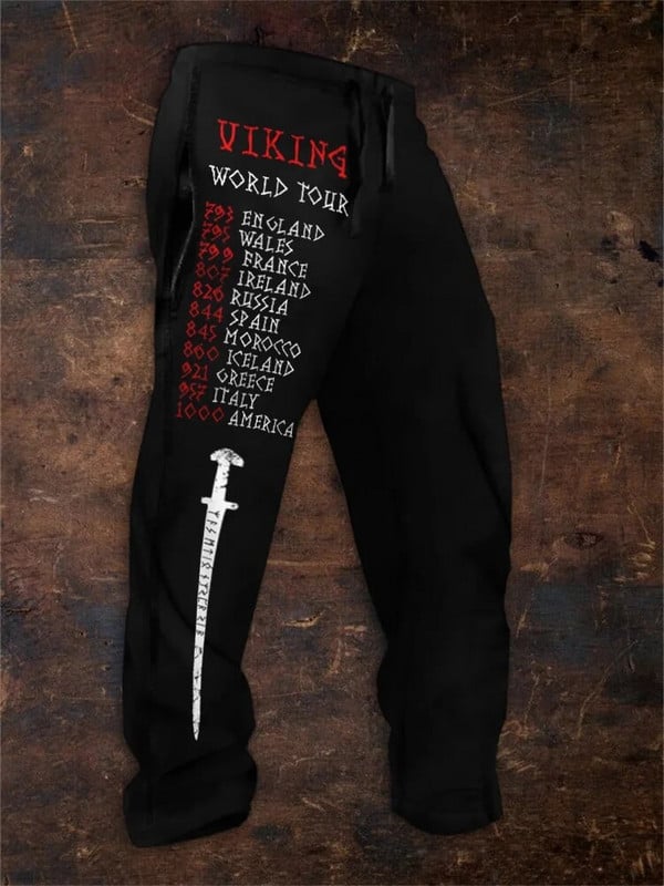 Pánske vintage 3D tlačené módne ležérne športové nohavice s elastickým pásom a sťahovacou šnúrkou pre pohodlné priedušné športové streetwear