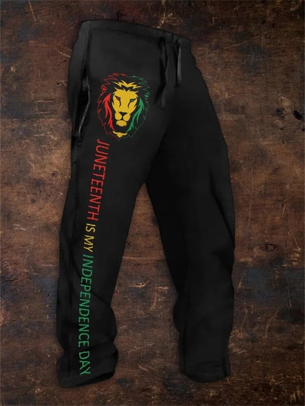 Pánske vintage 3D tlačené módne ležérne športové nohavice s elastickým pásom a sťahovacou šnúrkou pre pohodlné priedušné športové streetwear