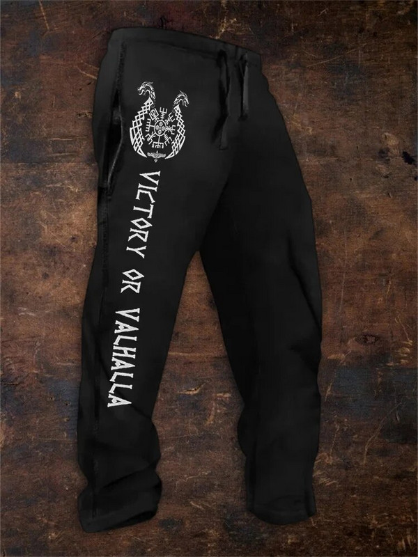 Pánske vintage 3D tlačené módne ležérne športové nohavice s elastickým pásom a sťahovacou šnúrkou pre pohodlné priedušné športové streetwear