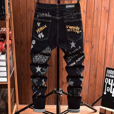 Broderie de primăvară, toamnă, scrisoare, ștanțare la cald, retro, nou, cargo, negru, haine de designer, stil coreean, blugi de lux, pantaloni