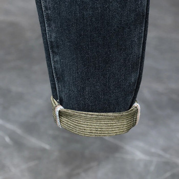 2023 Φθινόπωρο χοντρό ανδρικό επαγγελματικό παντελόνι ποδιών ελαστική μέση λεπτή ίσια κέντημα με τσεπάκι μαύρο μαύρο παντελόνι