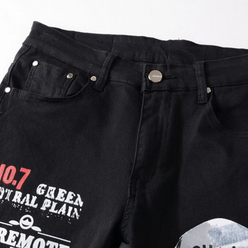 Ανδρικά τζιν Μόδα Streetwear Hip Hop Στυλ Νεανικά Τζιν Ανδρικά 2023 Νέο λεπτό κρανίο εμπριμέ Cargo Τζιν παντελόνι Tide Pencil Παντελόνι