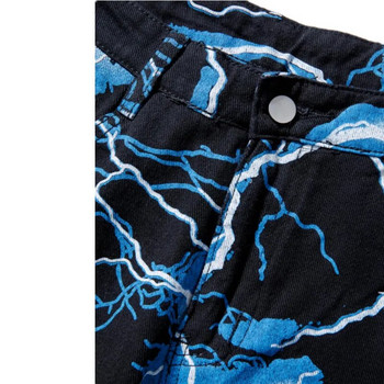 2023 Νέα μόδα Ανδρικά τζιν Lightning Printed Tie Dye Μαύρο Jean Παντελόνι Ανδρικά Streetwear Y2K Denim Punk Παντελόνια Pantalones Hombre