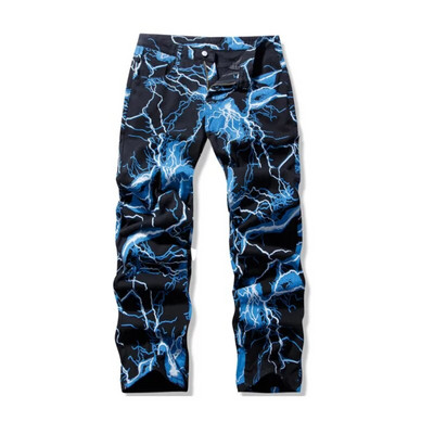 2023 Νέα μόδα Ανδρικά τζιν Lightning Printed Tie Dye Μαύρο Jean Παντελόνι Ανδρικά Streetwear Y2K Denim Punk Παντελόνια Pantalones Hombre