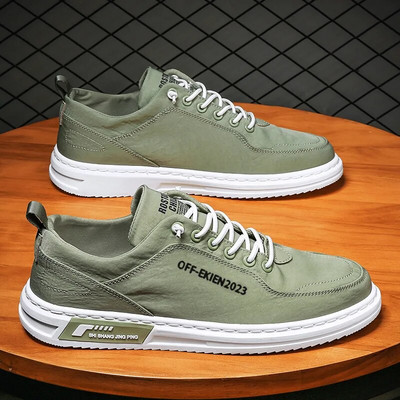 Καλοκαιρινά μοντέρνα πράσινα πάνινα παπούτσια Ανδρικά παπούτσια με κορδόνια με κορδόνια για εφήβους που αναπνέουν μαθητικά παπούτσια