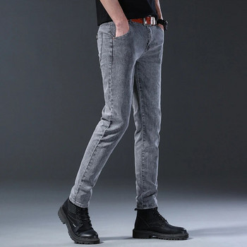 Ανδρικά ίσια ελαστικά τζιν παντελόνια casual τζιν Γκρι ευέλικτη μόδα Ανδρικά Long Cool