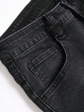 Мъжки черни тесни дънкови дънки на петна Мъжки скъсани еластични дънки Мъжки тънки панталони Дълги дънки Панталони Streetwear Ежедневни дънки