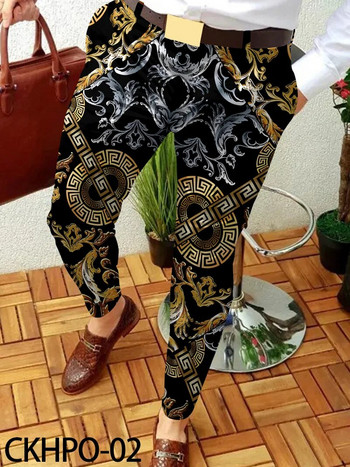 Мъжко облекло Мъжко пролетно есенно модно улично облекло 2023 г. Нови мъжки бизнес ежедневни панталони с верижна шарка Прави дълги панталони