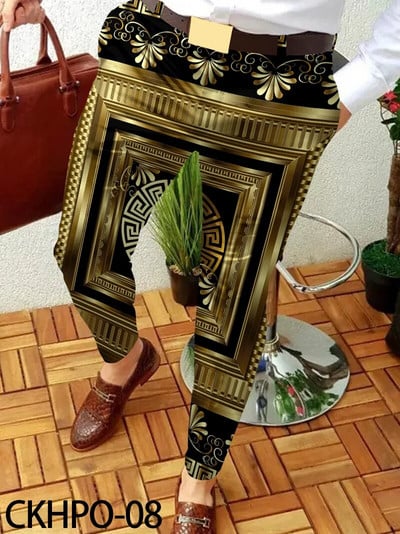 Pánske oblečenie Pánske jarné a jesenné módne streetwear 2023 Nové pánske business ležérne nohavice s reťazovým vzorom, rovné dlhé nohavice