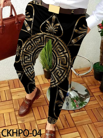 Pánske oblečenie Pánske jarné a jesenné módne streetwear 2023 Nové pánske business ležérne nohavice s reťazovým vzorom, rovné dlhé nohavice