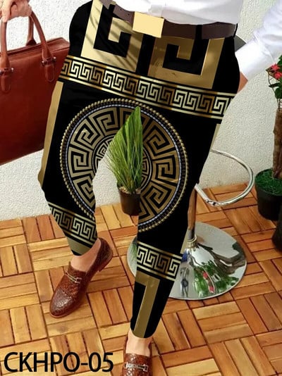 Pánske oblečenie Pánske jarné a jesenné módne streetwear 2023 Nové pánske business ležérne nohavice s reťazovým vzorom, rovné dlhé nohavice