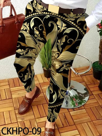 Pánske oblečenie Pánske jarné a jesenné módne streetwear 2023 Nové pánske business ležérne nohavice s reťazovým vzorom, rovné dlhé nohavice