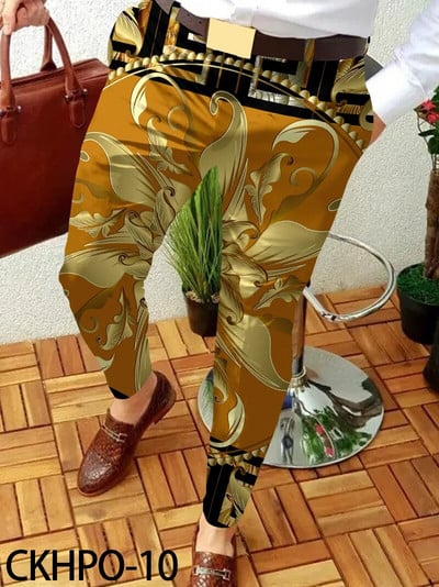 Pánske oblečenie Pánske jarné a jesenné módne streetwear 2023 Nové pánske business ležérne nohavice s reťazovým vzorom, rovné dlhé nohavice