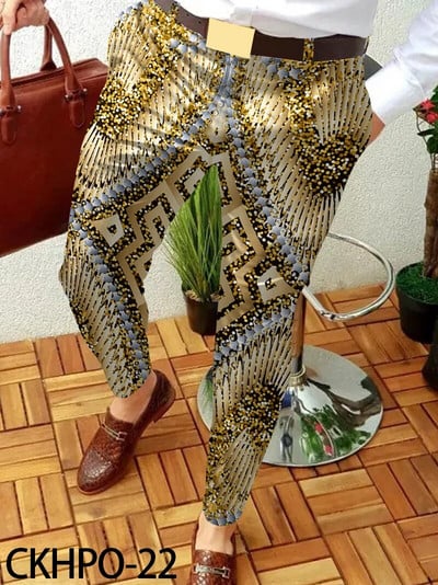 Pánske oblečenie Pánske jarné a jesenné módne streetwear 2023 Nové pánske business ležérne nohavice s reťazovým vzorom, rovné dlhé nohavice