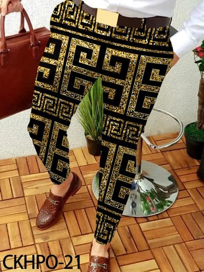 Pánske oblečenie Pánske jarné a jesenné módne streetwear 2023 Nové pánske business ležérne nohavice s reťazovým vzorom, rovné dlhé nohavice