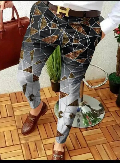 Pánske oblečenie Pánske jarné a jesenné módne streetwear 2023 Nové pánske business ležérne nohavice s reťazovým vzorom, rovné dlhé nohavice