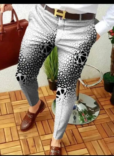 Pánske oblečenie Pánske jarné a jesenné módne streetwear 2023 Nové pánske business ležérne nohavice s reťazovým vzorom, rovné dlhé nohavice