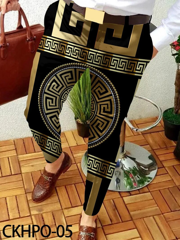 Pánske oblečenie Pánske jarné a jesenné módne streetwear 2023 Nové pánske business ležérne nohavice s reťazovým vzorom, rovné dlhé nohavice