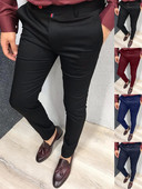 Pantaloni casual de modă pentru bărbați Pantaloni formali de afaceri de zi cu zi Talie înaltă Slim Europa și Statele Unite Stil Culoare uni Four Seaso