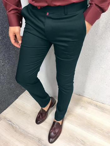 Мъжки модни ежедневни панталони Ежедневни бизнес официални панталони Висока талия Тънки в стил Европа и Съединените щати Едноцветен Four Seaso